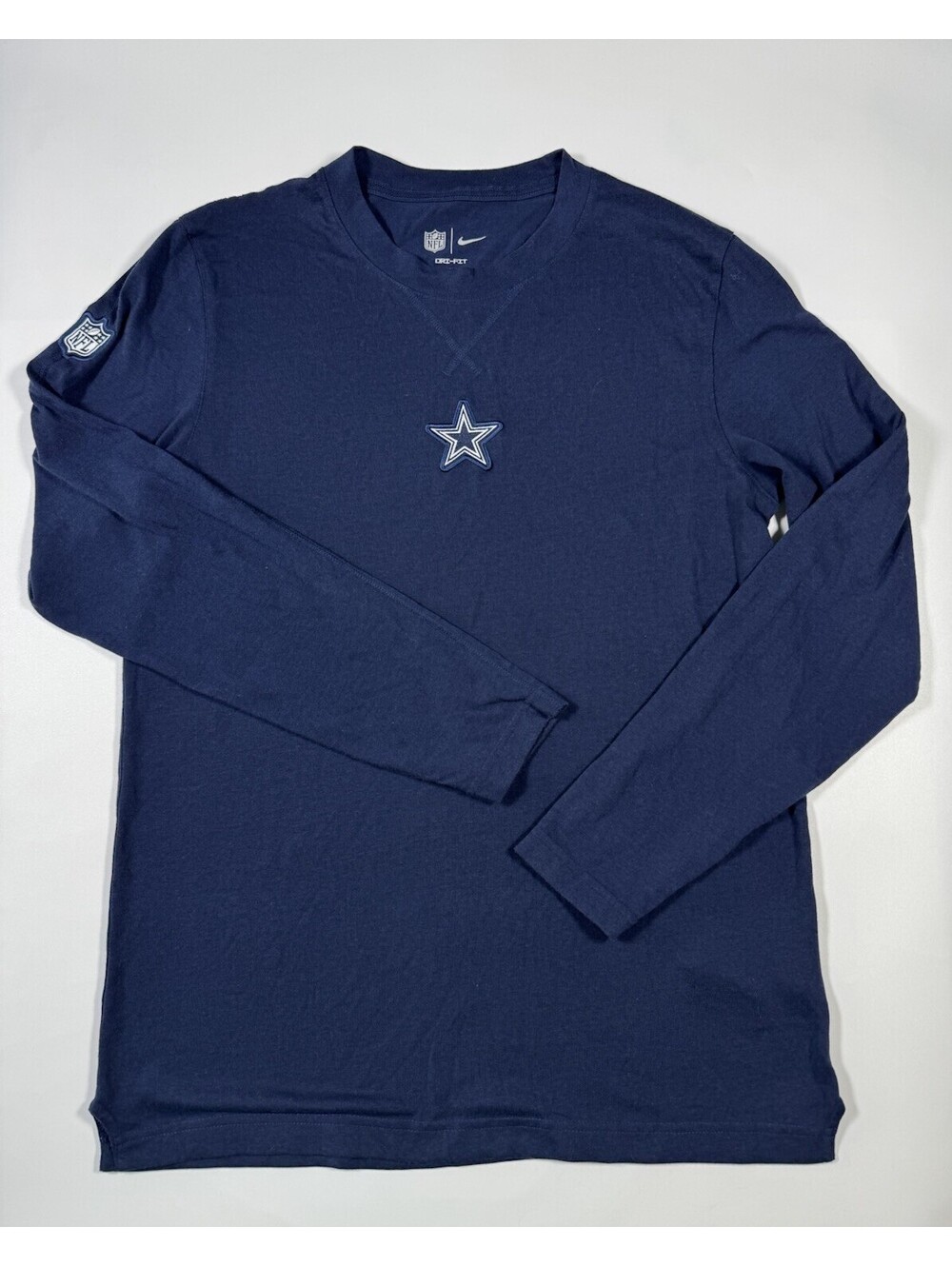 Nike Dallas Cowboys Dri-FIT Long Sleeve Shirt Men’s Small Navy NFL Logo
